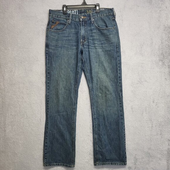 Ariat Jeans Mens 32x32 M5 Slim Straight Western Workwear Cowboy Blue Denim - Picture 2 of 11